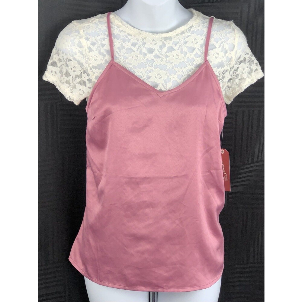 Vintage W/Tags Combo Satin Lace Cami Top XS Ivory Mauve 90s Clueless Fairy Y2K